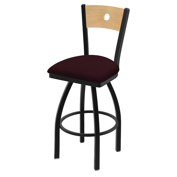 25" Swivel Counter Stool, Black Wrinkle, Nat Back, Canter Bordeaux Seat